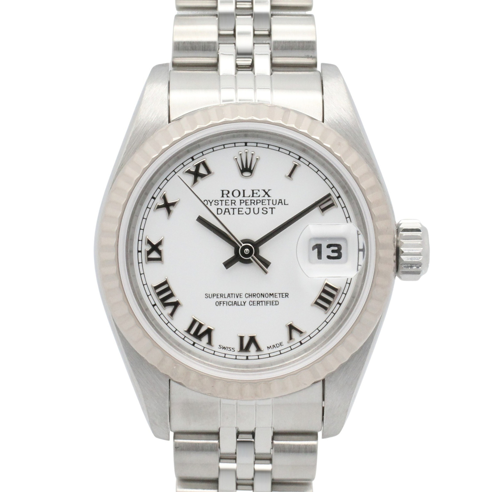 Rolex Datejust F-serial watch, 18K white gold (WG) stainless steel, ladies', ...